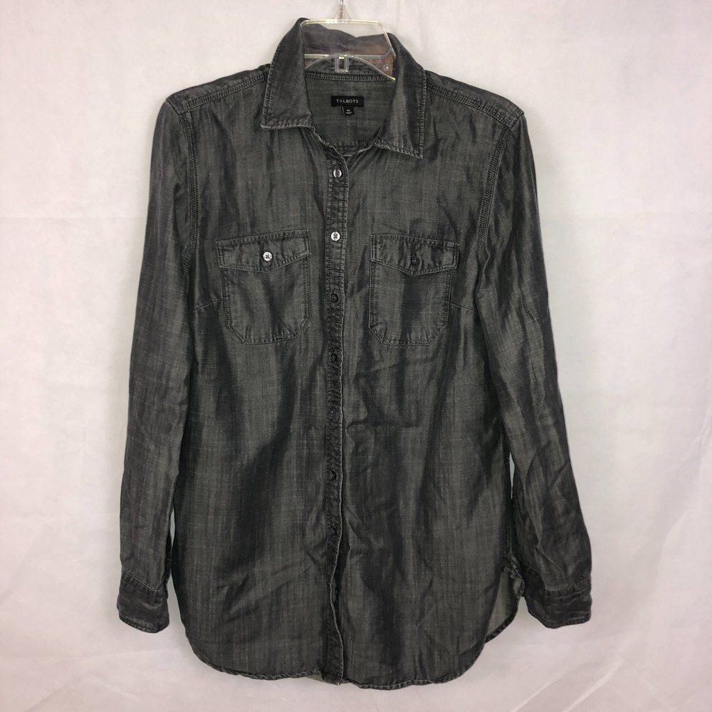 Talbots Gray Button Up Size Medium - image 1